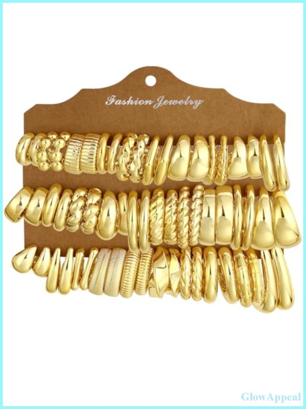 Chunky Gold-Tone Resin Hoop Earrings 30 Pairs Multipack Set Women